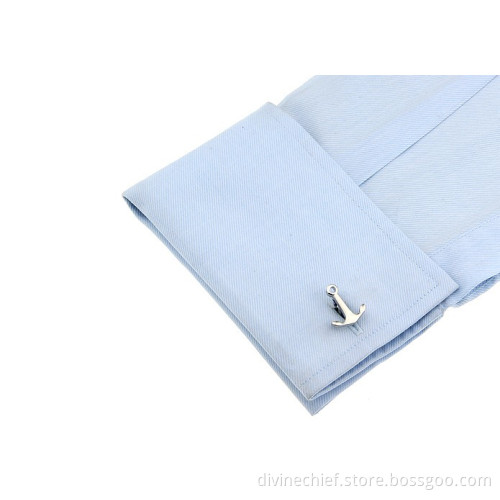 Cufflinks Factory China Wholesale Supply Mens Cufflinks Customized Ship's Anchor Metal Brass Cufflinks